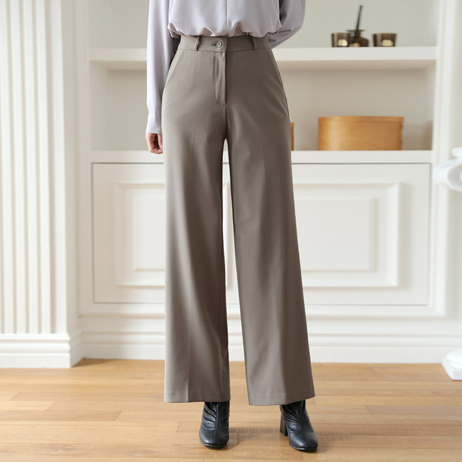 빼빼 여성용 속밴딩 최강스판 와이드 슬랙스