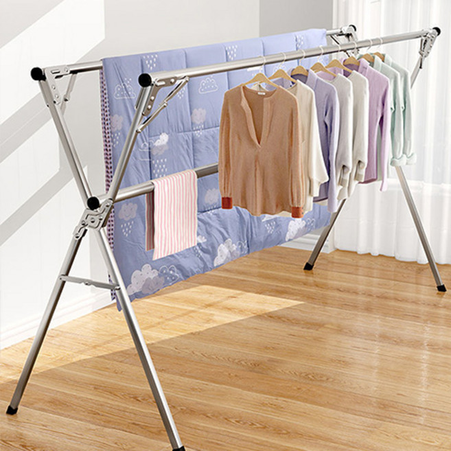 PDS리빙 2M까지 늘어나는 X자 3라인 이불건조대 + 방풍후크 세트
