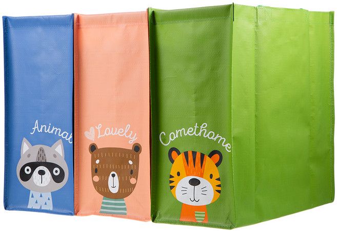 comet 動物圖案分類回收袋, 藍色 + 粉橘色 + 草綠色