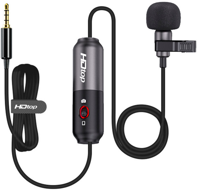 에이치디탑 유선 3극 4극 변환 녹음용 스마트폰 콘덴서 핀마이크, HT-M01, 혼합색상