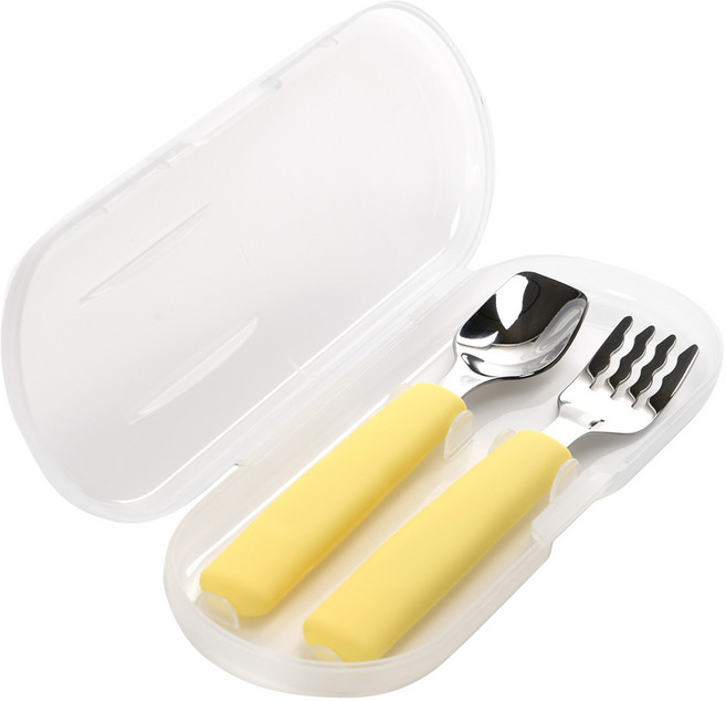 데일리라이크 봉봉 실리콘 스푼 포크 세트, 05 레몬, 스푼+포크+케이스, 1개