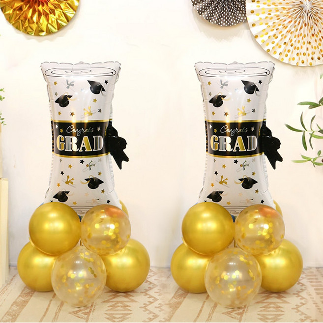 와우파티코리아 졸업 풍선 기둥 졸업장 DIY 세트, 골드(30cm풍선), 골드컨페티(30cm풍선), 졸업장(은박풍선), 2세트