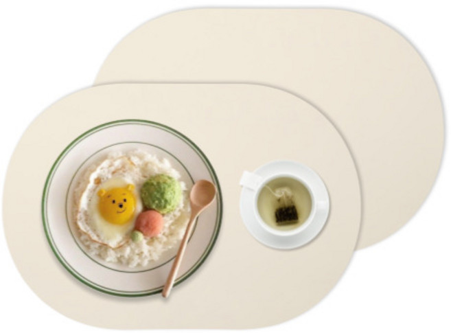 디아르 플래티넘 실리콘 방수 플레인 식탁매트, 아이보리, 43 x 29.5 cm, 2개