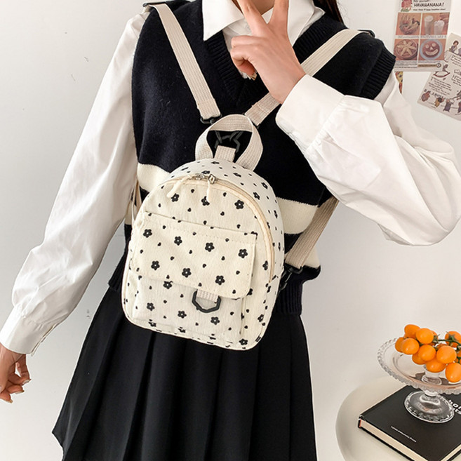 하라로이 여아용 플라워코듀로이 미니소형 배낭 핸드폰가방