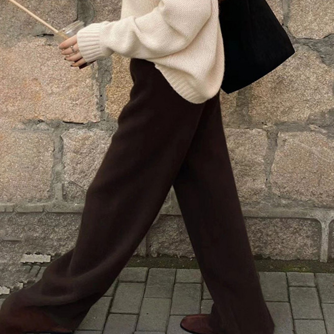 Awesomeful 女款Milky鬆緊帶針織褲