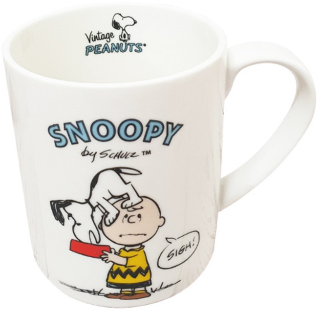 스누피 라떼 빈티지 머그컵 300ml, 찰리, 1개