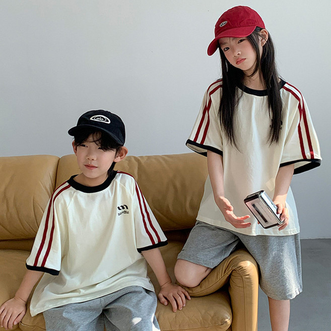 패밀리 C 레드라인 가족 반팔 티셔츠