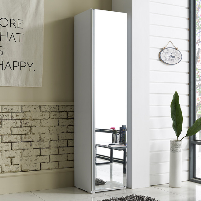 마마룸 올리 광폭 400거울형 옷봉 옷장, 화이트