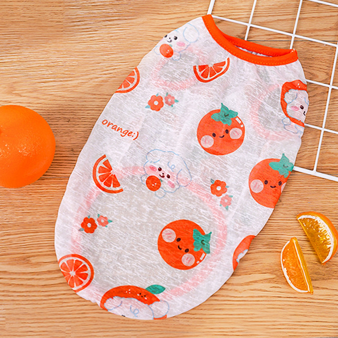 아티펫 반려동물 귀여운 과일패턴 대형견 조끼, 오렌지, 1개