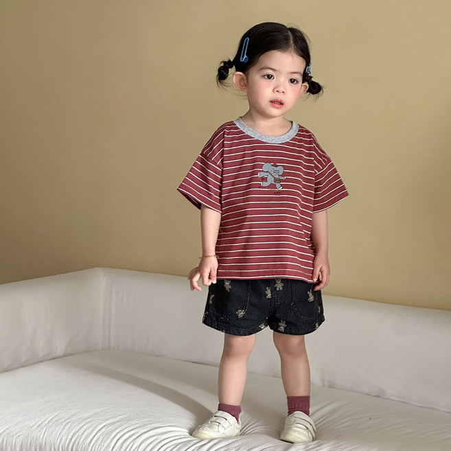 스타빈 스트라이프 코끼리 루즈 반팔티