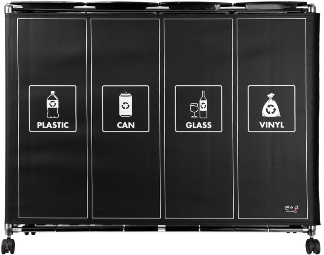 센스큐 이지핏 분리수거함 4단, 블랙, 1세트