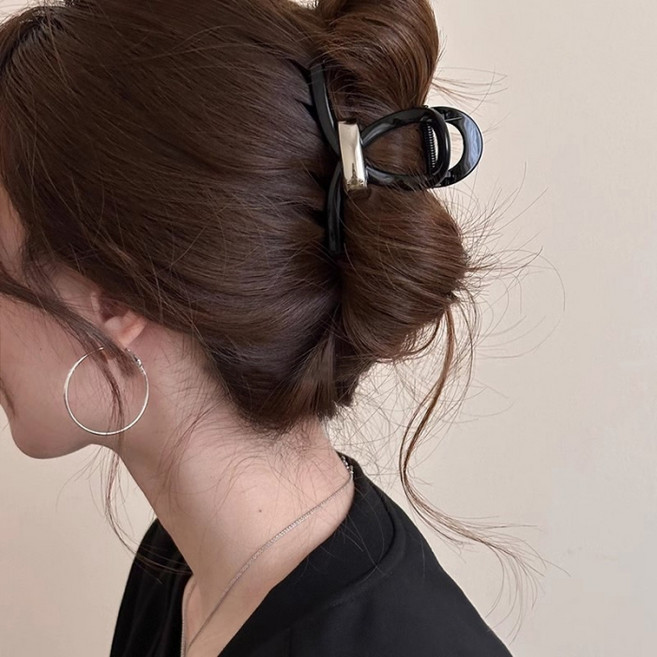 비비뮤아 메탈릭 포인트 심플 데일리 헤어 집게핀 중형 HR2853