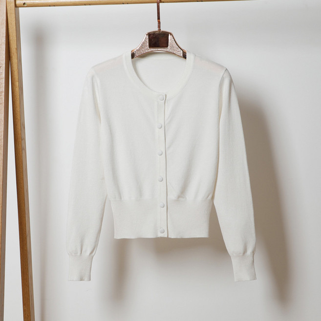 라라티나 여성용 할로아 간절기 베이직 라운드넥 크롭 니트 긴팔 가디건