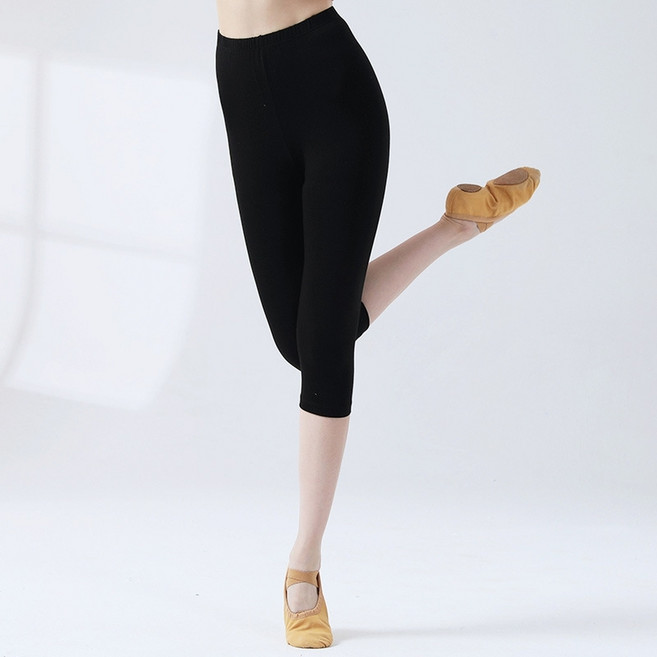 몰투데이 여성용 무용여신 발레 요가 레깅스 모달 7부, 블랙