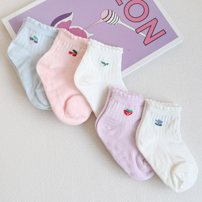 키즈퓨처 프릴 말랑베리 메쉬 발목 양말 5켤레 세트