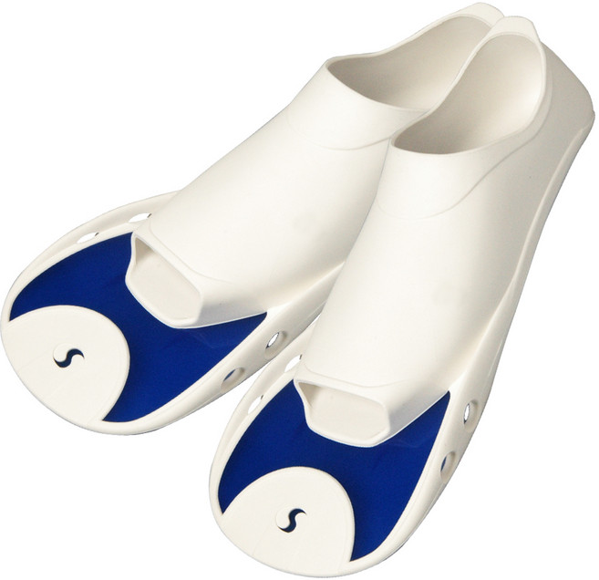 살바스 F5 숏핀 오리발 양발착용, 흰색 + 파랑