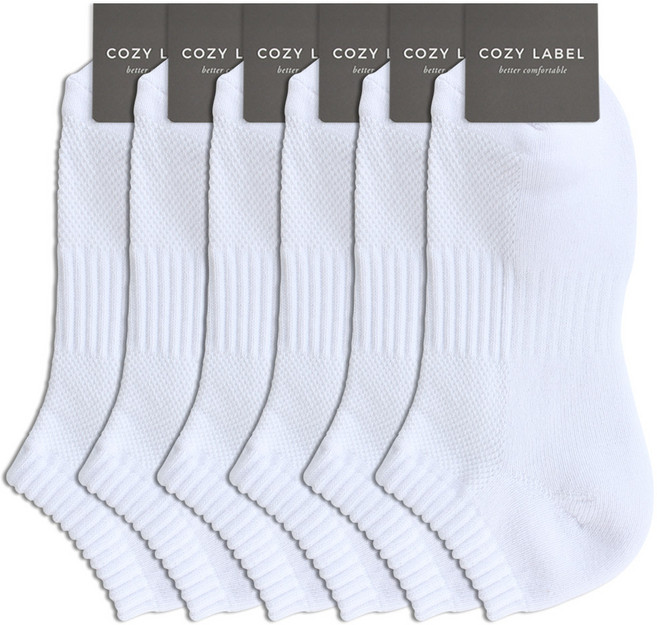 COZY LABEL 男士網眼緩震運動踝襪 6雙入, 白色, 6個