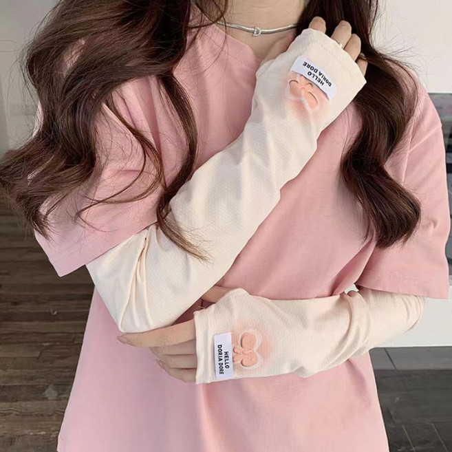 지앤와이 감성 그라데이션 리본 패치 패션 쿨 팔토시 세트