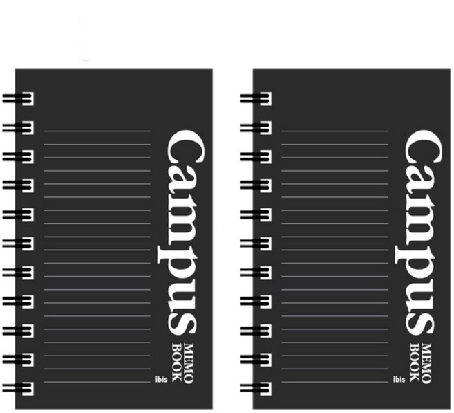 아이비스 두꺼운 캠퍼스 좌철 수첩, 블랙, 2개