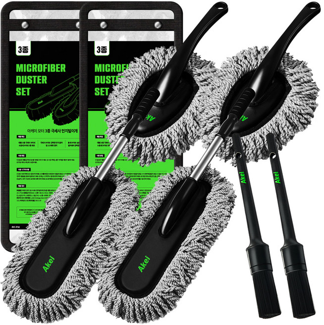 아케이 모터 3종 극세사 먼지털이개, 2세트