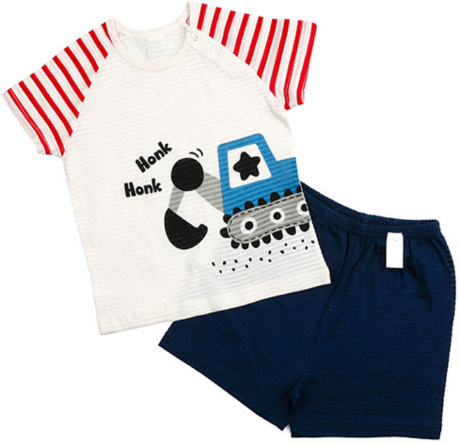 메이키즈 남아용 스타 포크레인 오가닉 5부 쟈가드 실내복 상하 세트