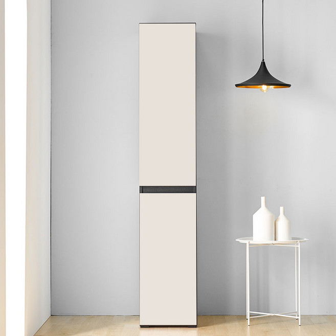 엘리에셀 비스포크 오브제 광폭 다용도 5단 키큰 틈새 수납장 400 방문설치, 올베이지