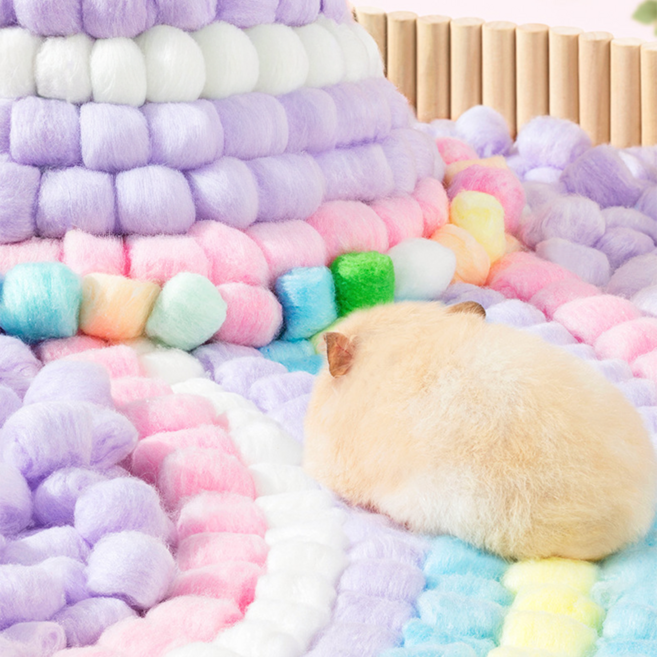 레이지플래닛 햄스터 소동물용 오늘도 뒹굴뒹굴 솜 베딩 7색 믹스, 1개, 80g