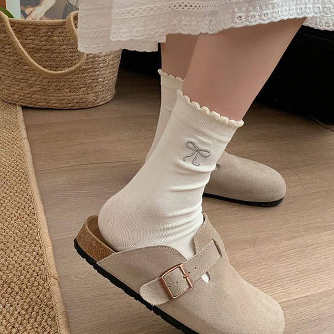 Dotif 女款Jane蝴蝶結襪子2雙組 A24FS1-A1389