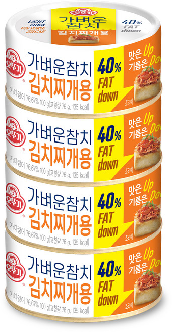 오뚜기 가벼운 참치 김치찌개용, 100g, 4개
