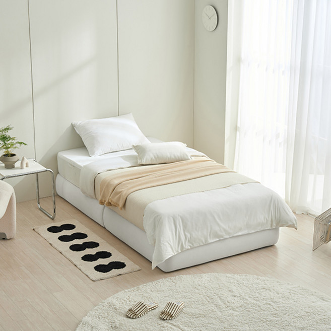 스칸디아 더스테이 호텔 패브릭 무헤드 침대 프레임 단품 방문설치, 라이트그레이