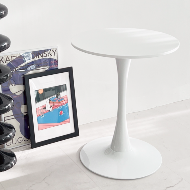 오브민 프리미엄 하이그로시 원형 식탁 테이블, 화이트, 2인용