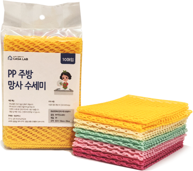 까사랩 PP 주방 망사 수세미, 10개입, 1개