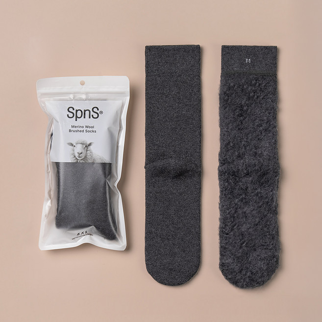 삭피엔스 메리노 울 양털 기모 겨울 양말 2켤레