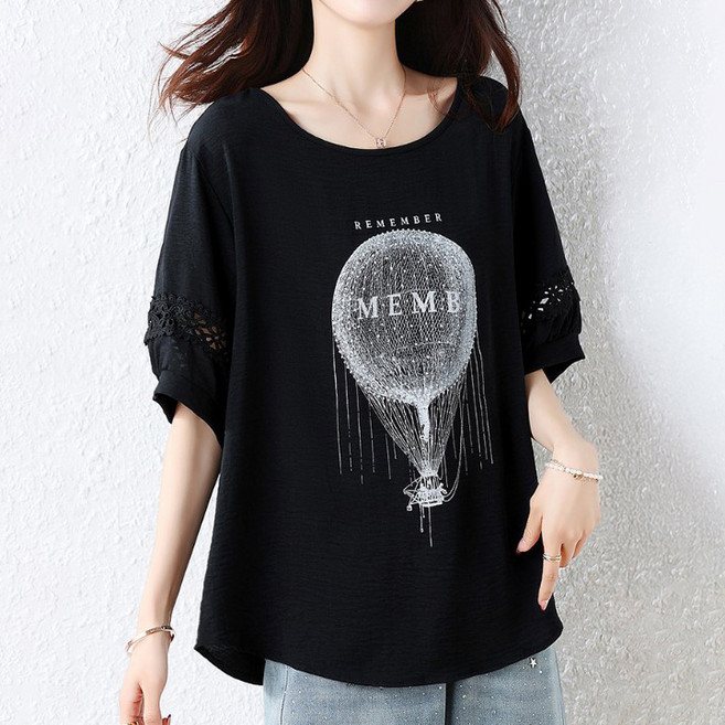 퀸이즈 여성용 아카이브 벌룬 오버핏 티셔츠