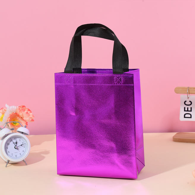 그리뉴얼 홀로그램 무지개 부직포 쇼핑백, 퍼플, 10개