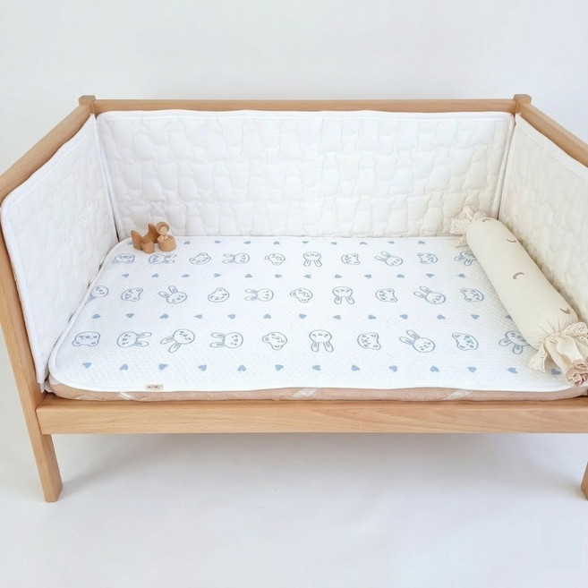 아이레빗 유아용 아이스론 양면 쿨매트 슈퍼싱글 고정끈, 블루토끼, 1개