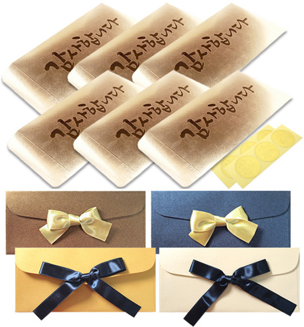 투영디자인 리본 펄 돈봉투 랜덤발송 4p + 골드용돈봉투 6p, 감사, 1세트