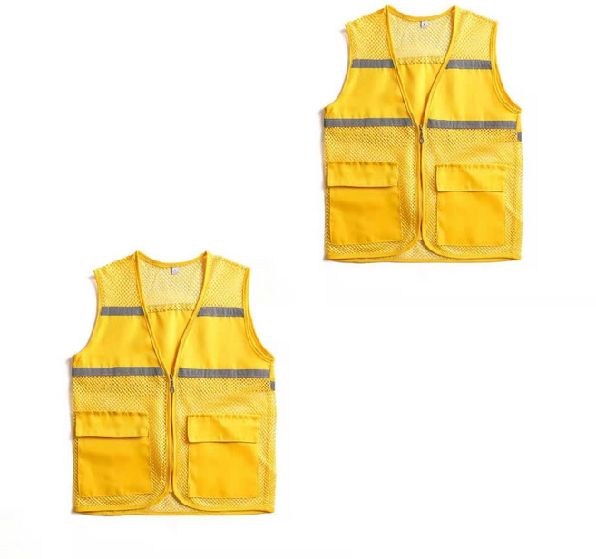 패션공감 반사판 작업 심플 메쉬 조끼, 옐로우, 2개