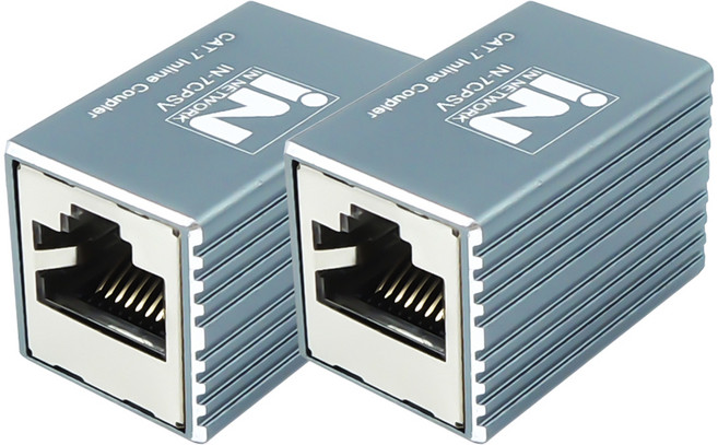 인네트워크 CAT 7 FTP 규격 고성능 연장 커플러 랜케이블 IN-7CPSV(2), 실버, 2개, 30.7mm