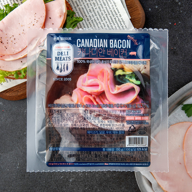 존쿡델리미트 카나디안 베이컨, 150g, 1개