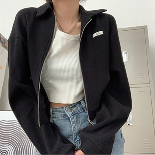 DMELD 女款寬鬆翻領換季日常拉鍊外套