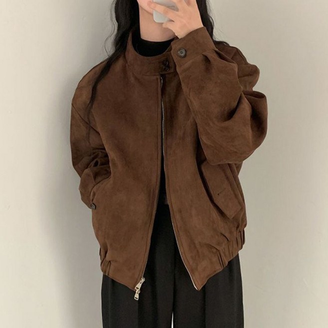 루나걸 여성용 웨이비어 레트로 스웨이드 재킷 L25WJK091511