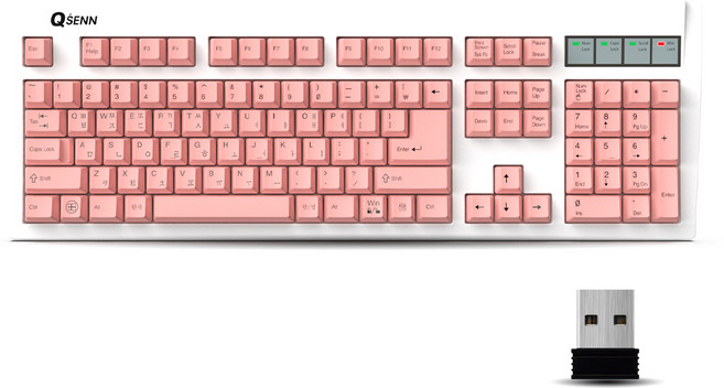 큐센 멤브레인 무선 일반형 키보드, 핑크, SEM-DT35W