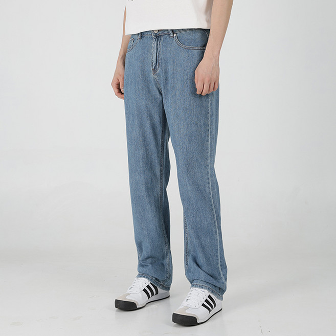 플레이즈 남성용 스트리트 세미와이드 데님 팬츠