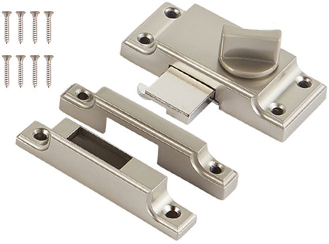 철물대장 미닫이 겸용 잠금장치 실버 세트, 1세트