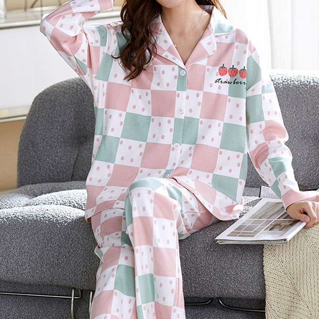 스타일컨택트 여성용 긴팔 잠옷 상의 + 하의 세트 SP-65022