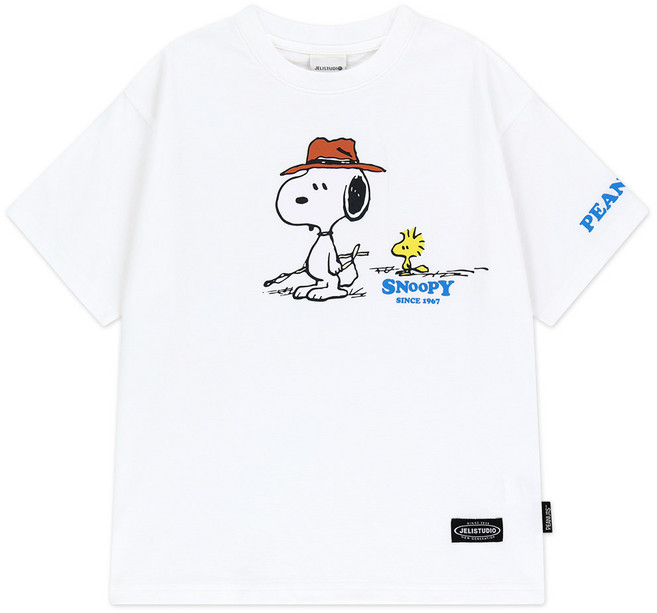 젤리스튜디오 아동용 피너츠 스누피와 우드스탁 피싱반팔 티셔츠
