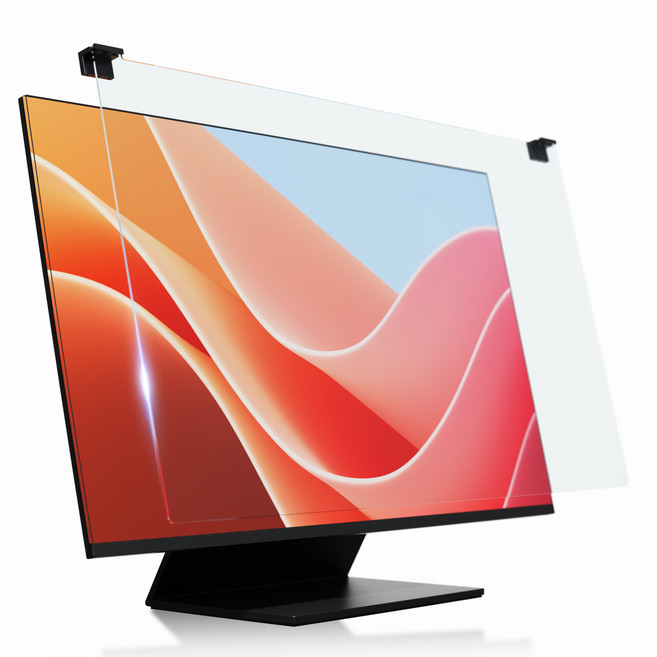 엑씨 거치형 모니터 강화유리 액정보호필름 27인치, 투명, 1세트