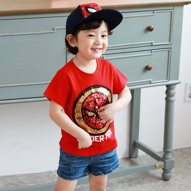 Worldlook 漫威孩童蜘蛛人亮片短袖上衣