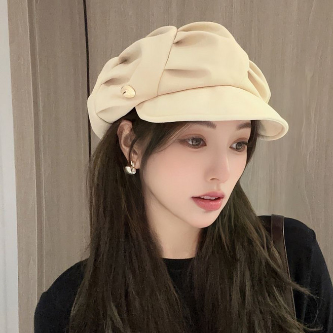 DMELD 女性時尚褶皺貝雷帽
